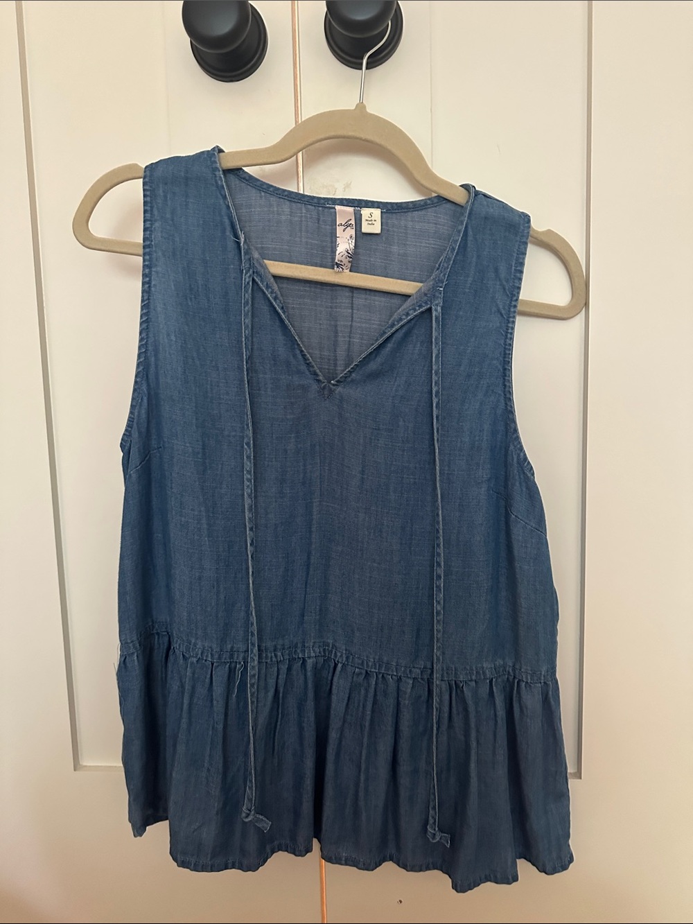 Chambray peplum top